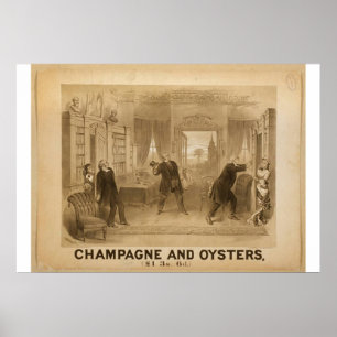 Champagne en Oysters Retro Theater Poster
