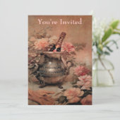 Champagne en Rozen Kaart (Staand voorkant)