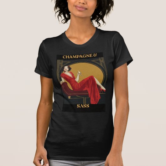 Champagne en Sass T Shirt (Voorkant)