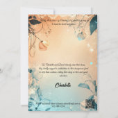 Champagne en stoffig blauw met kant Vrijgezellenfe Kaart (Achterkant)