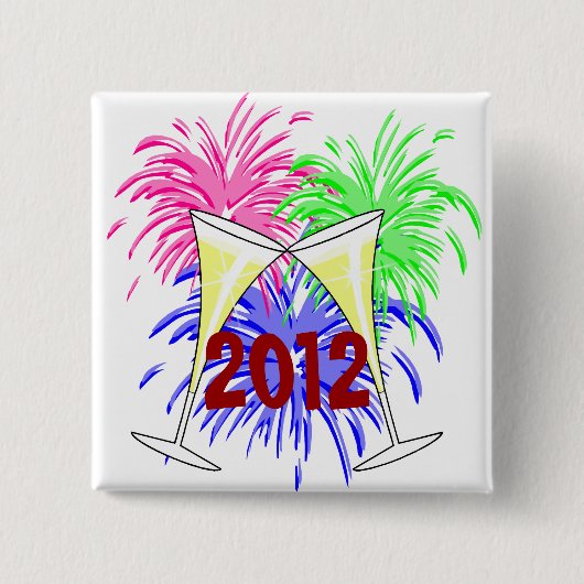 Champagne en vuurwerk Button (Voorkant)