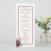 Champagne et Burgandy Floral Wedding Programme (Debout devant)