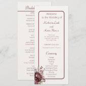 Champagne et Burgandy Floral Wedding Programme (Devant / Derrière)