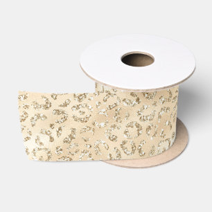 Champagne Faux Glitter Luipaard Print Lint