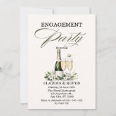 Champagne Feestelijke Uitnodiging voor Verloofden (Voorkant)