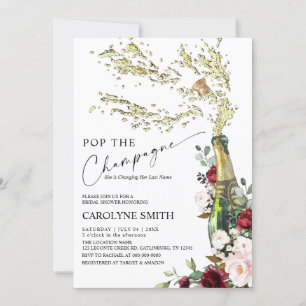 Champagne fles bruids douche uitnodiging