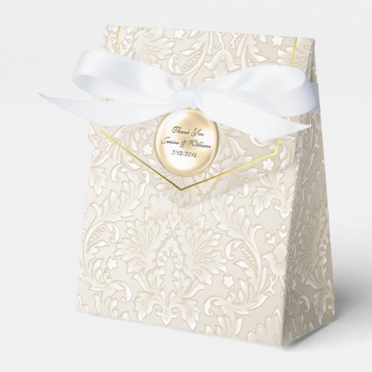 Champagne Fleur Damask Trouwgunst Geschenkdoos Bedankdoosjes (Voorkant Zijde)