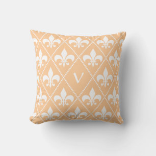Champagne Fleur de Lis met monogram initiaal Kussen