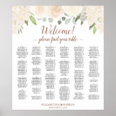 Champagne Floral Alfabetical Seat Chart Poster (Voorkant)