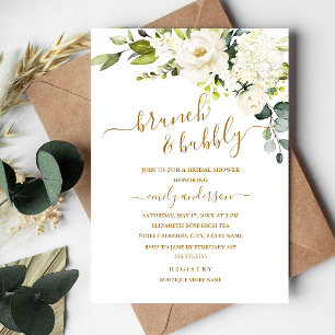 Champagne Floral Brunch en brabbel Vrijgezellenfee Kaart