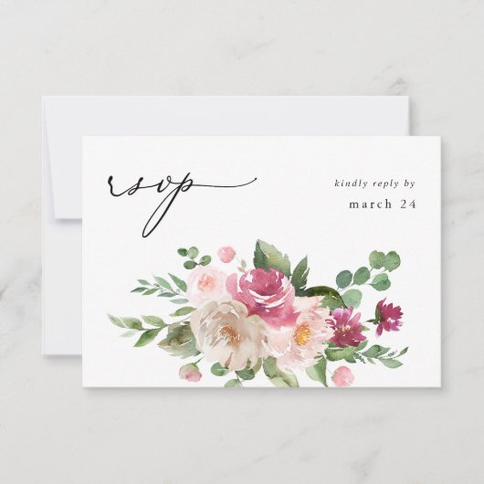 Champagne & Floral Rose avec RSVP de repas (Devant)