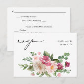 Champagne & Floral Rose avec RSVP de repas (Devant / Derrière)