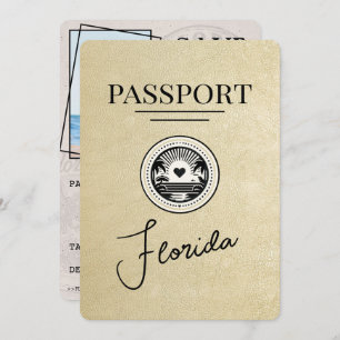 Champagne Florida Passport Bewaar de datum Save The Date