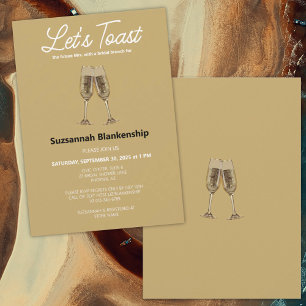 Champagne Fluit Toast Bruidsdouche Sjabloon Kaart