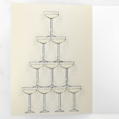 Champagne Fluiten Ontwerp Champagne Gekleurde Brui Drieluik Programma (Binnenzijde eerst)