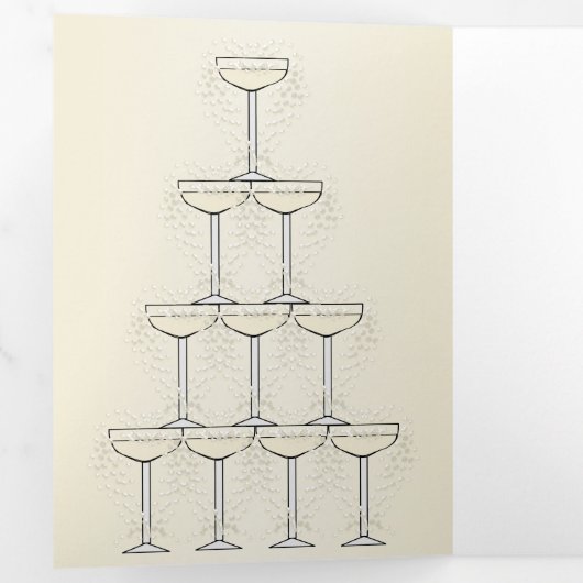 Champagne Fluiten Ontwerp Champagne Gekleurde Brui Drieluik Programma (Binnenzijde eerst)