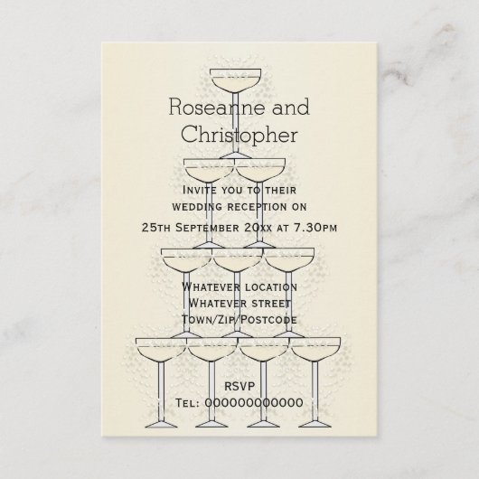 Champagne Fluiten Ontwerp Champagne Gekleurde Brui Informatiekaartje (Voorkant)