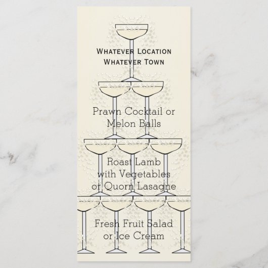Champagne Fluiten Ontwerp Champagne Gekleurde Brui Menu (Achterkant)