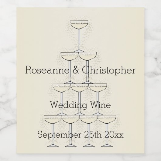 Champagne Fluiten Ontwerp Champagne Gekleurde Brui Wijn Etiket (Enkel label)