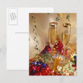 Champagne-fluiten, wimpels en luidsprekers briefkaart (Voorkant / Achterkant)