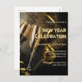 Champagne Flutes nieuwjaarsviering uitnodiging (Voorkant / Achterkant)