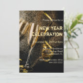 Champagne Flutes Nouvel An Célébration Invitation (Debout devant)