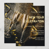 Champagne Flutes Nouvel An Célébration Invitation (Devant / Derrière)