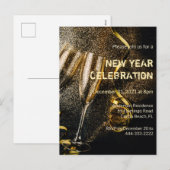 Champagne Flutes Nouvel An Célébration Invitation (Devant / Derrière)