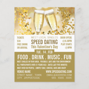 Champagne Flutes, Speed Dating Event Adverteren Flyer