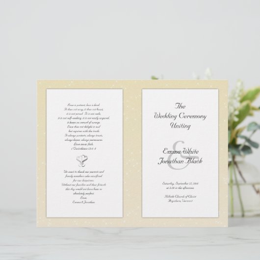 Champagne Folded Christian Wedding Programme (Debout devant)