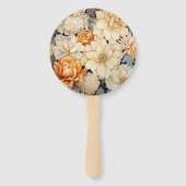 Champagne gekleurde bloemenbruiloft handwaaier (Achterkant)