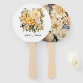 Champagne gekleurde bloemenbruiloft handwaaier (Voorkant en achterkant)