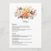 Champagne gekleurde bloemenbruiloft menu (Voorkant)