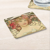 Champagne Girl Alphonse Mucha Onderzetters (Schuin)