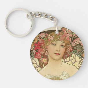 Champagne Girl Alphonse Mucha Sleutelhanger
