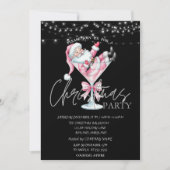 Champagne Glas Roze Kerstman Kerst Bedrijf Kaart (Voorkant)