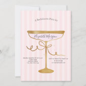 Champagne Glas Roze Strepen Bachelorette Kaart (Voorkant)
