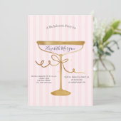 Champagne Glas Roze Strepen Bachelorette Kaart (Staand voorkant)