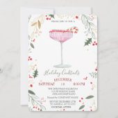 Champagne Glass Branches Bedrijf Kerst Kaart (Voorkant)