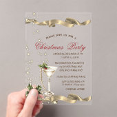 Champagne Glass Pearls Corporate Christmas Party Acryl Uitnodigingen (Insitu (Draagbaar))