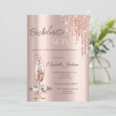 Champagne Glass Rozen Bachelorette Kaart (Staand voorkant)