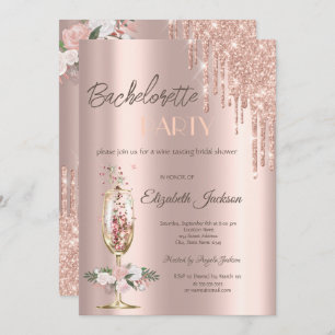 Champagne Glass Rozen Bachelorette Kaart