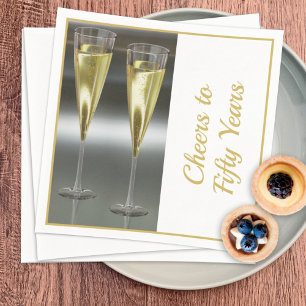 Champagne Glasses 50th Wedding Jubileum Party Servet