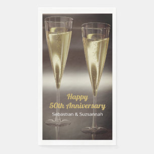 Champagne Glasses 50th Wedding Jubileum Party Servet