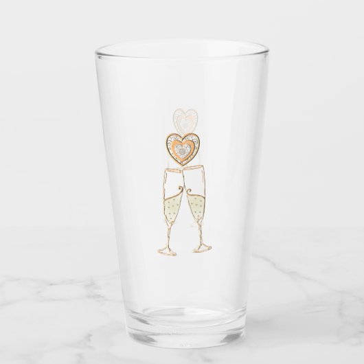 Champagne Glasses and Hearts Glas (Voorkant)