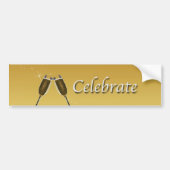 Champagne Glasses Celebration on Gold Bumpersticker (Voorkant)