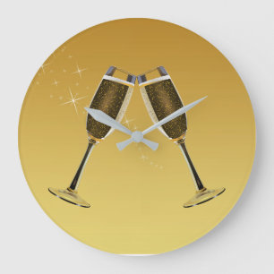 Champagne Glasses Celebration on Gold Grote Klok