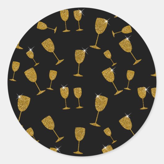 Champagne Glasses, New Year, Round Sticker, Glossy Ronde Sticker (Voorkant)
