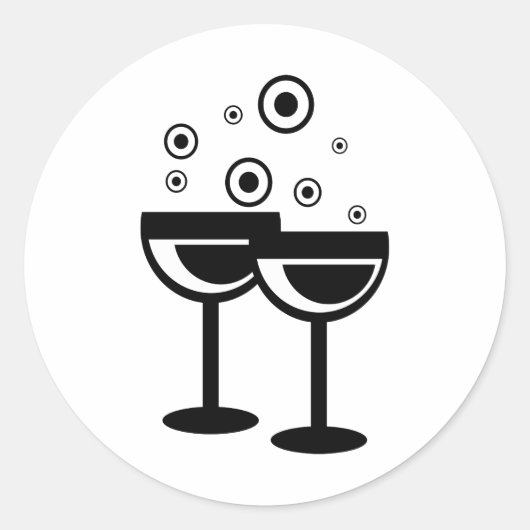 Champagne Glasses Ronde Sticker (Voorkant)