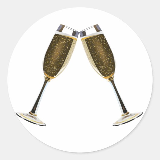 Champagne Glasses Ronde Sticker (Voorkant)